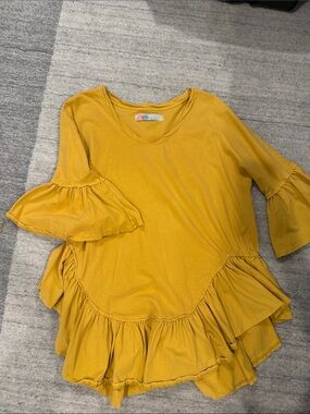 Free People Mustard Ruffle Hem Tunic